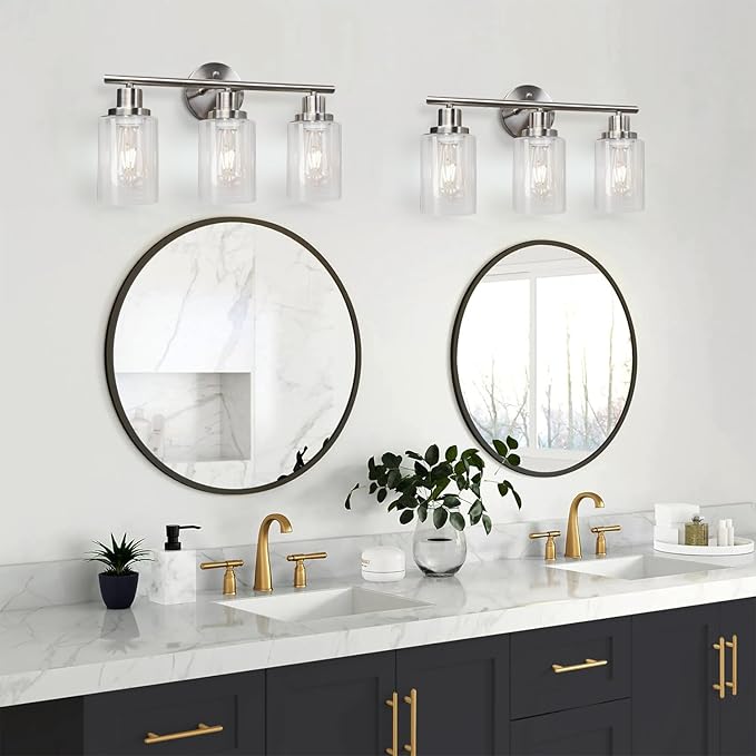 Unicozin 3 Light Vanity Lights, Brushed Nickel Wall Sconce Light