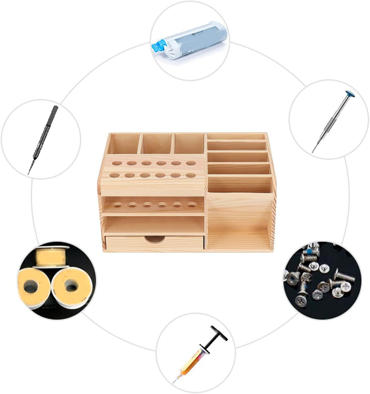 fafeicy repair tool organizer, synthetic wood sturdy storage, side view