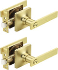 Mengico 2 Pack Gold Privacy Lever Door Handle Interior