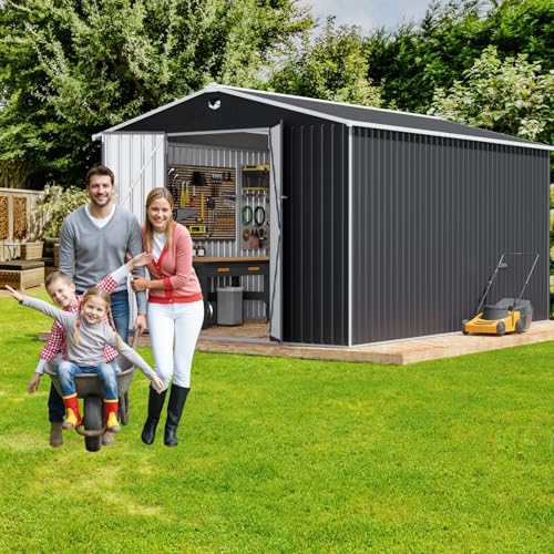 10x14 FT Metal Outdoor Storage Shed, Metal Tool Sheds