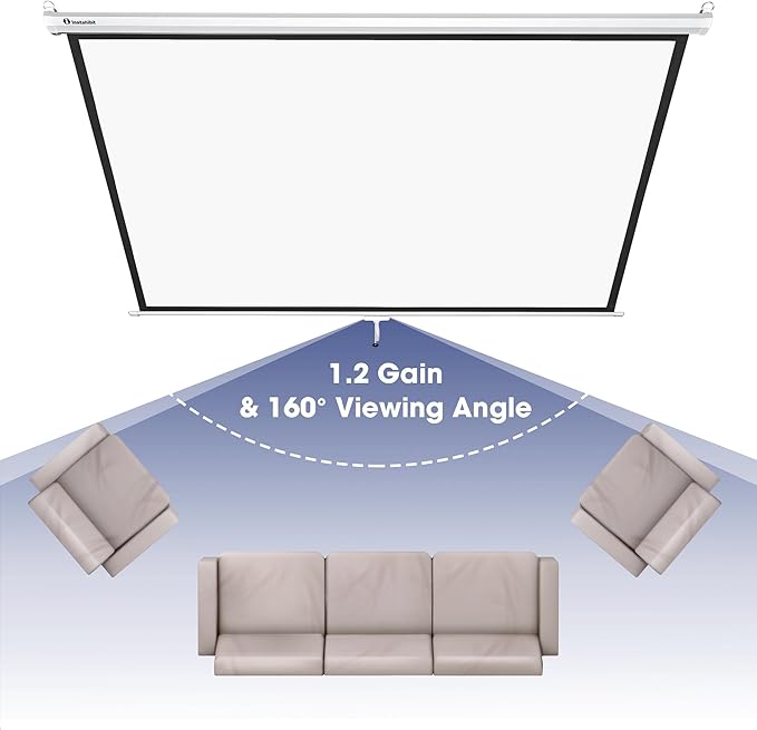 Instahibit 72" Projection Screen Pull Down 4:3 4K HD Manual Retractable
