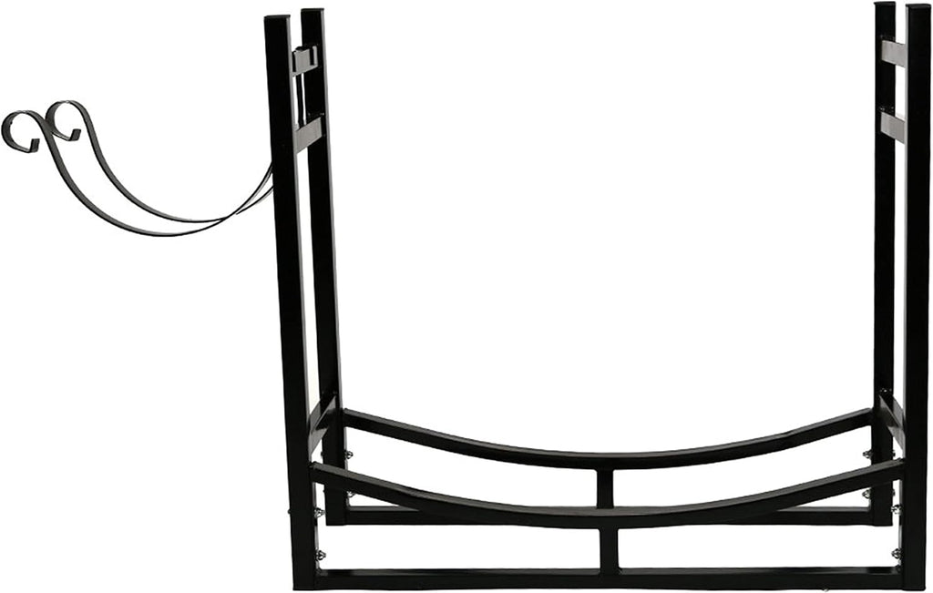 Sunnydaze 33" Indoor Firewood Rack with Kindling Log Holder - Heavy-Duty Outdoor Wood Storage for the Fire Pit or Fireplace - Black