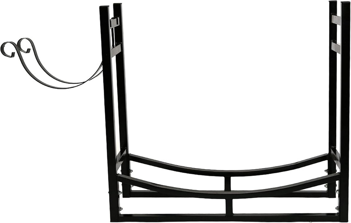 Sunnydaze 33" Indoor Firewood Rack with Kindling Log Holder - Heavy-Duty Outdoor Wood Storage for the Fire Pit or Fireplace - Black