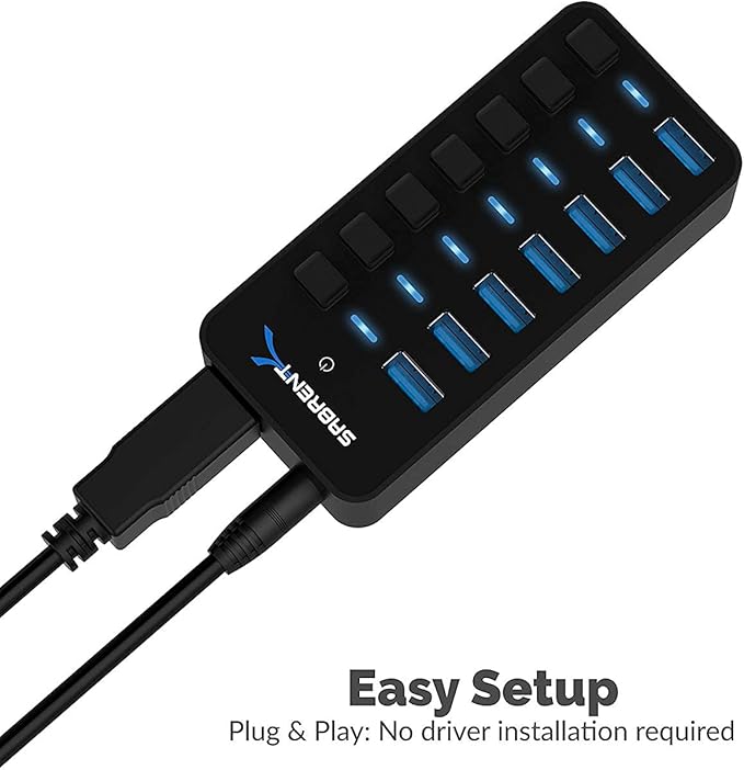SABRENT 36W 7 Port USB 3.0 Hub