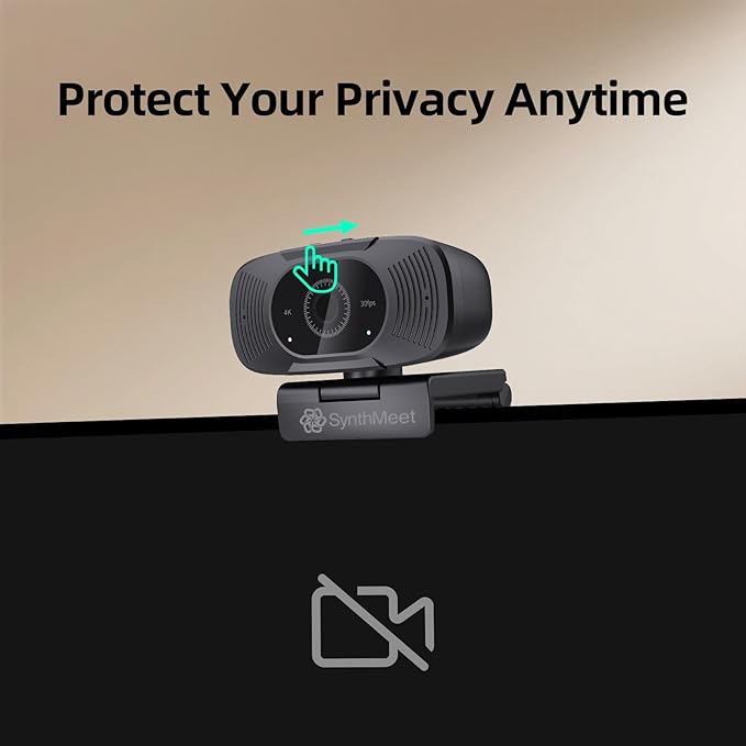 SynthMeet 4K Webcam for PC, 1080P@60FPS, 4K Camera