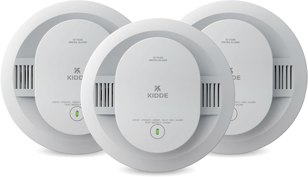 Kidde Smoke Detector for Home, 10-Year Battery Powered, Voice Alerts, LED Light (3 Pack)