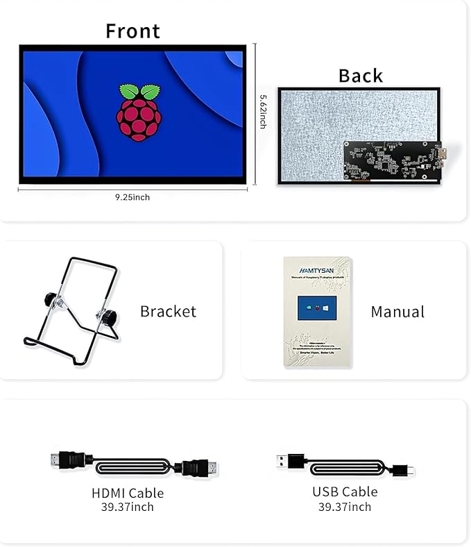HMTECH 10.1 Inch Raspberry Pi Screen HDMI Monitor 1024x600 LCD Display 16:9 IPS