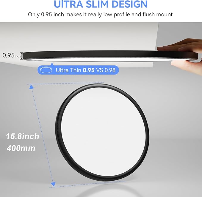 hunhun 2 Pack 16 Inch Dimmable LED Flush Mount Ceiling Light 4800LM Round Light