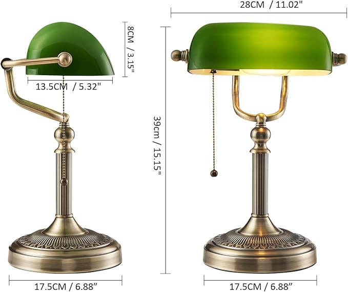 Newrays Green Glass Bankers Desk Lamp
