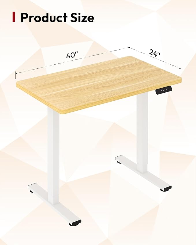 SANODESK Electric Standing Desk 40 x 24 Inches Whole-Piece Desktop Height