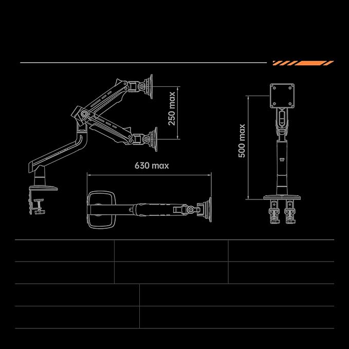 NB Gaming Monitor Arm for Screen up to 60 inches, Holds 44 lbs, VESA 75/100
