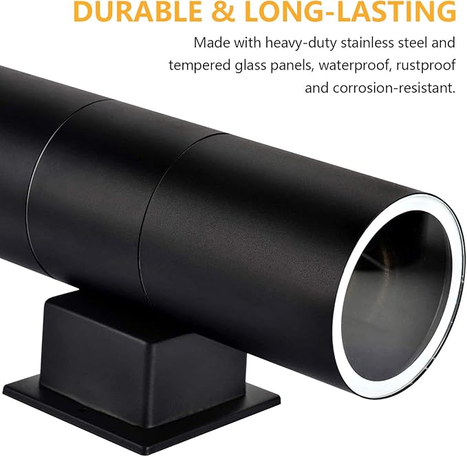 wowlite Modern Outdoor Wall Lights, Up and Down Lights Wall Mount Cylinder (2 Pack)