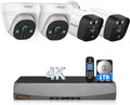 4K Wired Dome PoE IP Cameras for Home Security Outdoor (2 Bullet + 2 Dome)