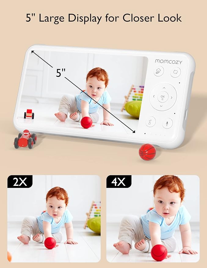 Momcozy Baby Monitor with 2 Cameras 5’’ 1080P Split Screen Video Baby Monitor