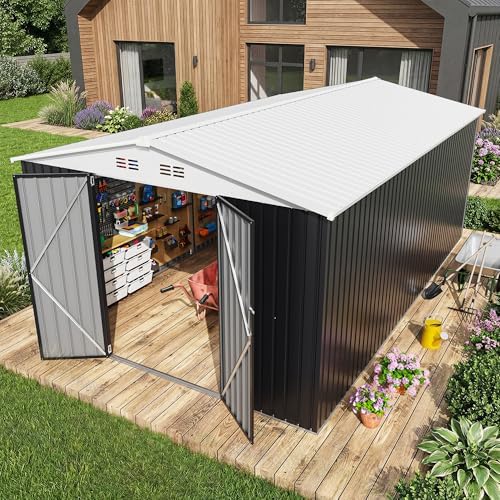 Polar Aurora 10x16 Outdoor Storage Metal Shed with Updated Frame Structure