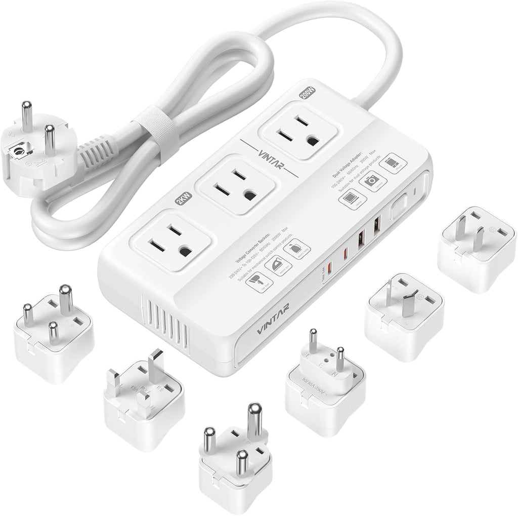 220V to 110V Voltage Converter, VINTAR 2000W Universal Travel Adapter Voltage