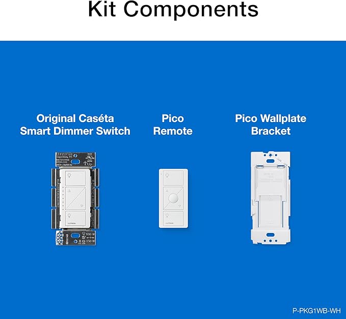 Lutron Caseta 3 Way Smart Dimmer Light Switch Kit, Includes Pico Remote