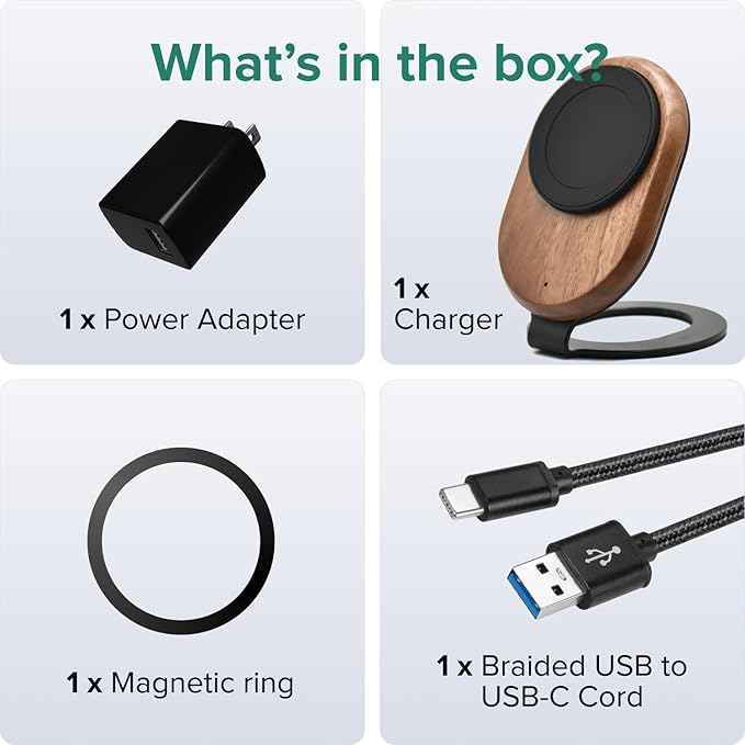 ARK Uno - Solid Wood MagSafe Stand Magnetic Wireless Charging Station w/Adapter
