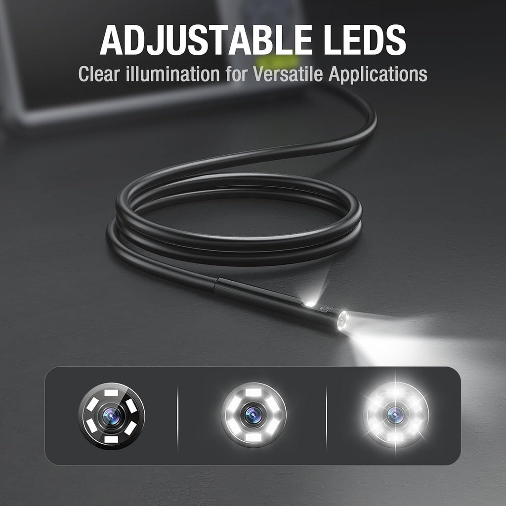 teslong 5mm dual lens borescope camera for home/automotive/pipe/car/wall on a desk or shelf