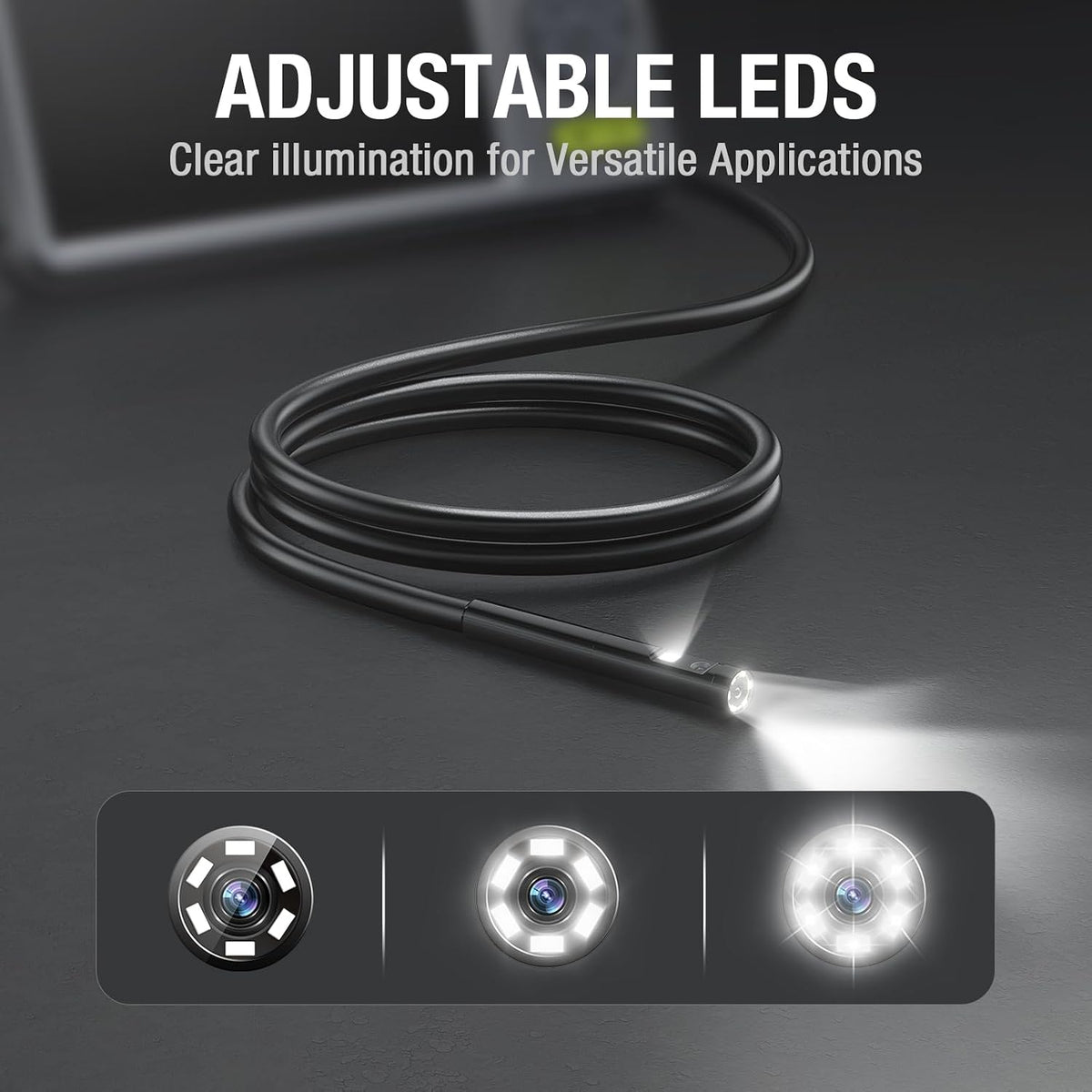 teslong 5mm dual lens borescope camera for home/automotive/pipe/car/wall on a desk or shelf