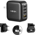 MINIX NEO P3 100W Turbo 4-Port GaN Wall Charger, 3 x USB C port Fast Charging