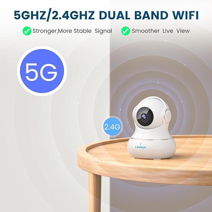 litokam 5MP Indoor Security Camera, 5G/2.4G WiFi Home Security Cameras