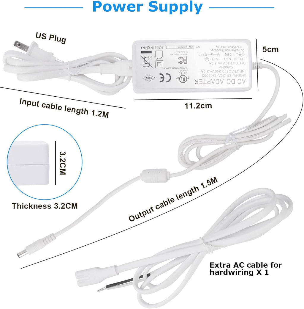 Kitchen Under Cabinet LED Lighting Kit, Super Bright, 6 PCS 12 Inches Light Bars, Plug-in or Hardwire Power Adapter, 31W 2000 Lumen, for Cabinet Counter Shelf Workbench (Daylight White 5000K)
