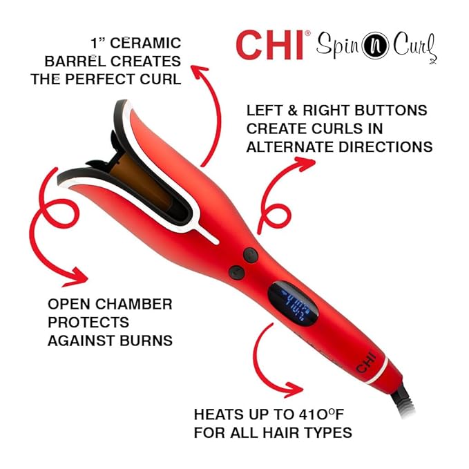 CHI Spin N Curl, Curling Iron For Healthy & Shiny Effortless Curls & Waves