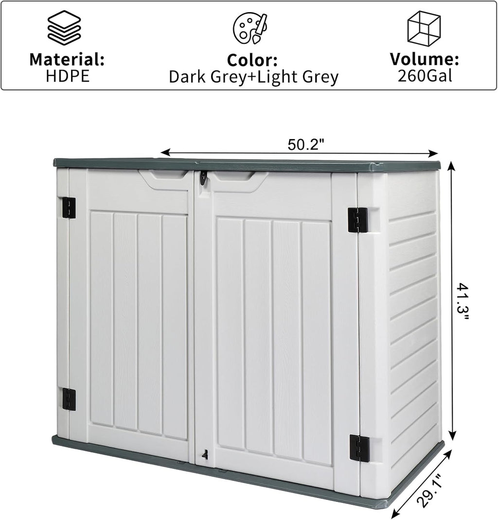 vingli upgraded 260 gallon plastic outdoor storage cabinet, close-up detail