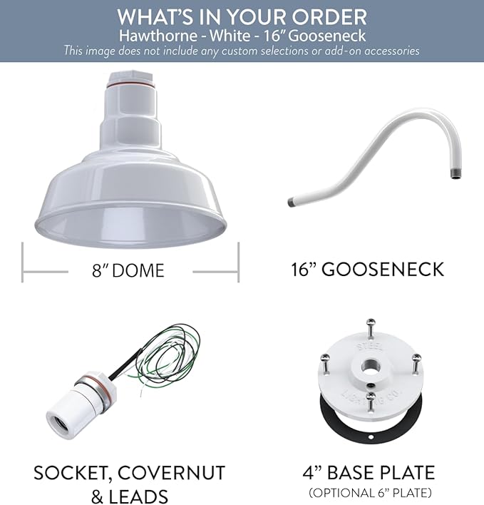 Steel Lighting Co. Hawthorne Barn Light | Outdoor Wall Mounted | 8 inch Dome |