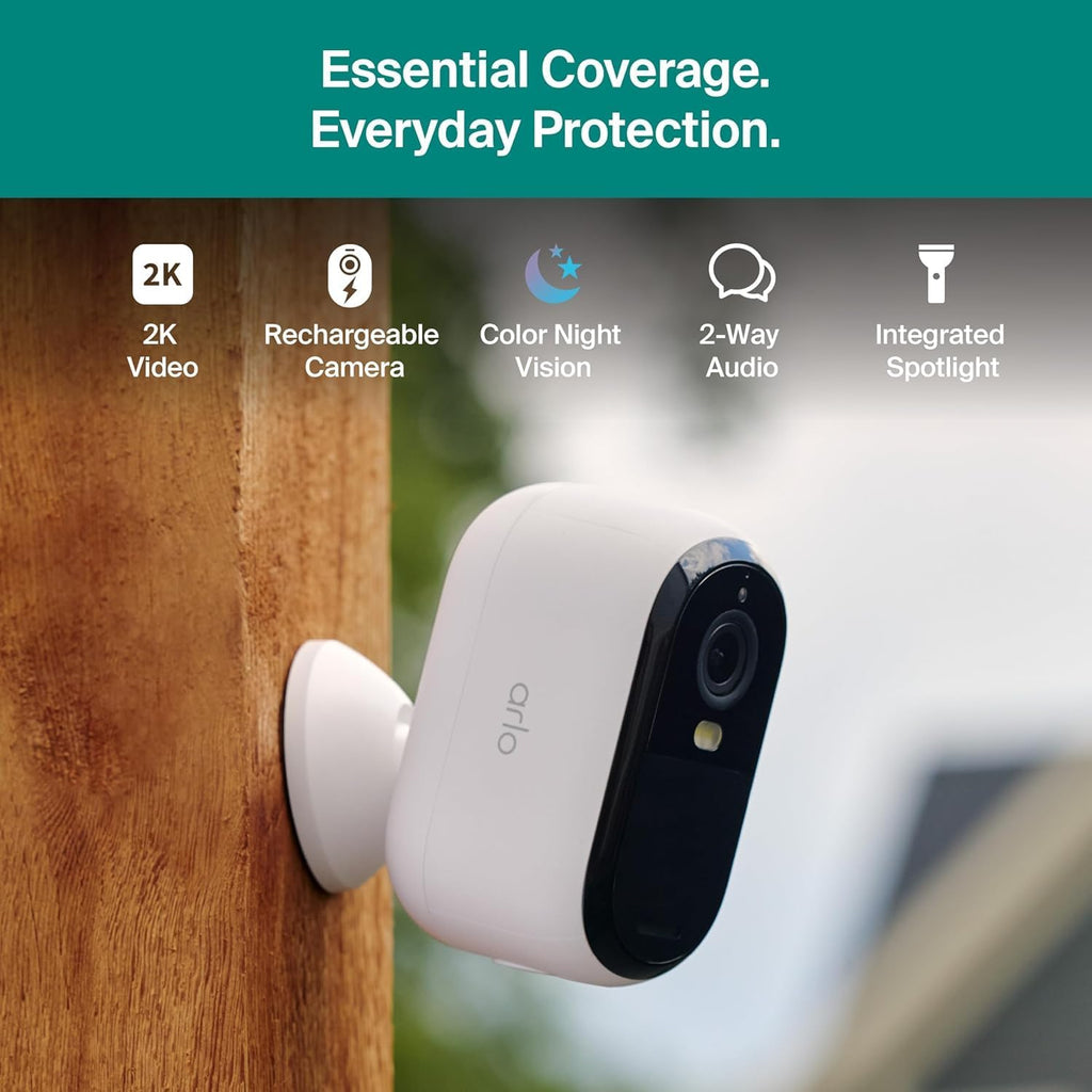 security cameras wireless outdoor - arlo essential battery on a desk or shelf