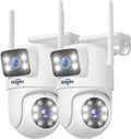 Hiseeu 2 Pack Wireless Security Camera 5G/2.4G WiFi Dual Lens PTZ Camera