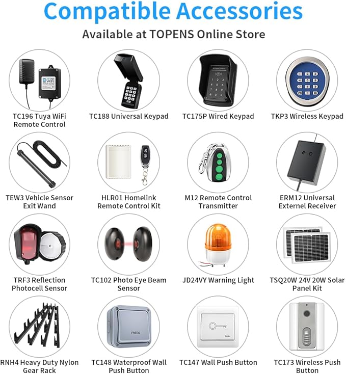 TOPENS DK1000S Solar Sliding Gate Opener Rack Drive Automatic Gate Motor
