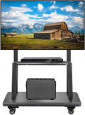 Hellsehen Mobile TV Stand, Rolling TVs Cart on Wheels Height Adjustable