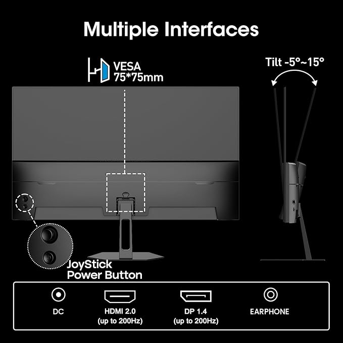 Amzfast 24 Inch Gaming Monitor 180Hz 200Hz FHD 1080p Computer Monitor, 1ms