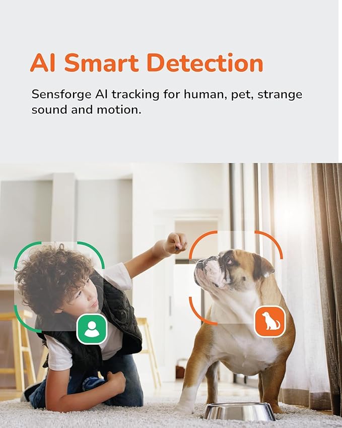Sensforge 2.5K White Indoor Pan-Tilt Dome Security Camera, AI Human & Pet (2-Pack)