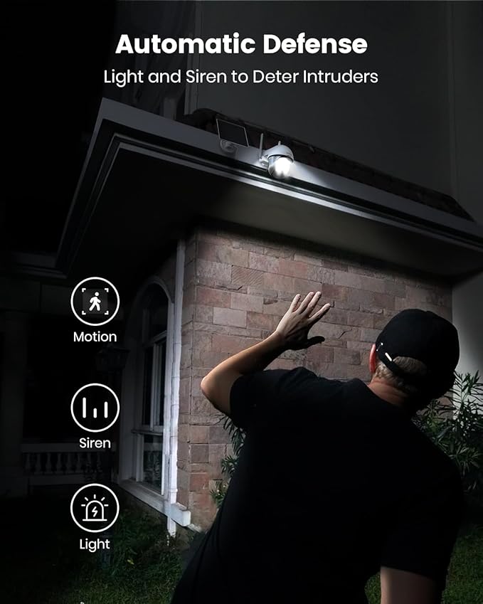 DEKCO Solar Security Camera Outdoor Wireless, Battery Powered, Panoramic Pan