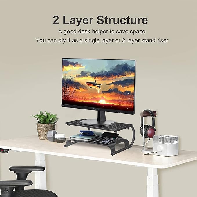 suptek Double-Deck Desk Monitor Stand Riser