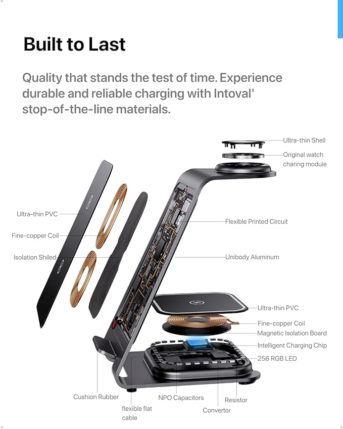 Intoval Aluminum 3 in 1 Wireless Charging Station