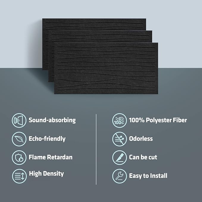 UMIACOUSTICS 6 PCS Sound Proof Panels, 47.2 x 23.6 Inches Sound Absorbing Panels