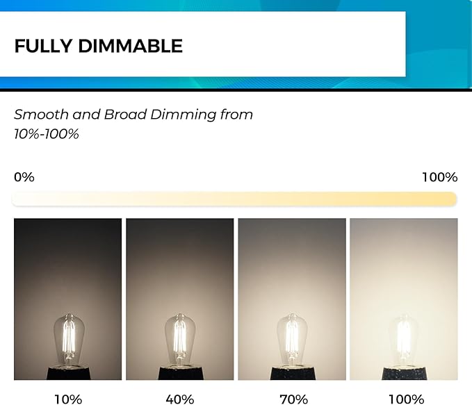 Hizashi Vintage LED Light Bulb Dimmable, 6W Equivalent 60W, Edison Bulbs 4000k (18 Pack)