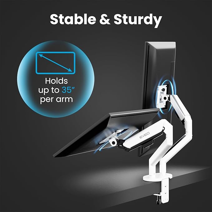 EVEO Premium Dual Monitor Mount 14"-35” Dual Monitor Arm VESA Bracket