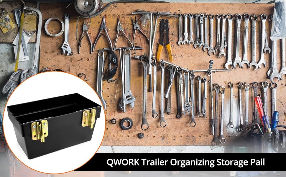 QWORK Heavy Duty Track Basket | 2 Pack Trailer & Warehouse Organizer | 13" x 7-1/8" x 6-1/2" Storage Bin for Trucks | Etrack & Wall Mount Compatible