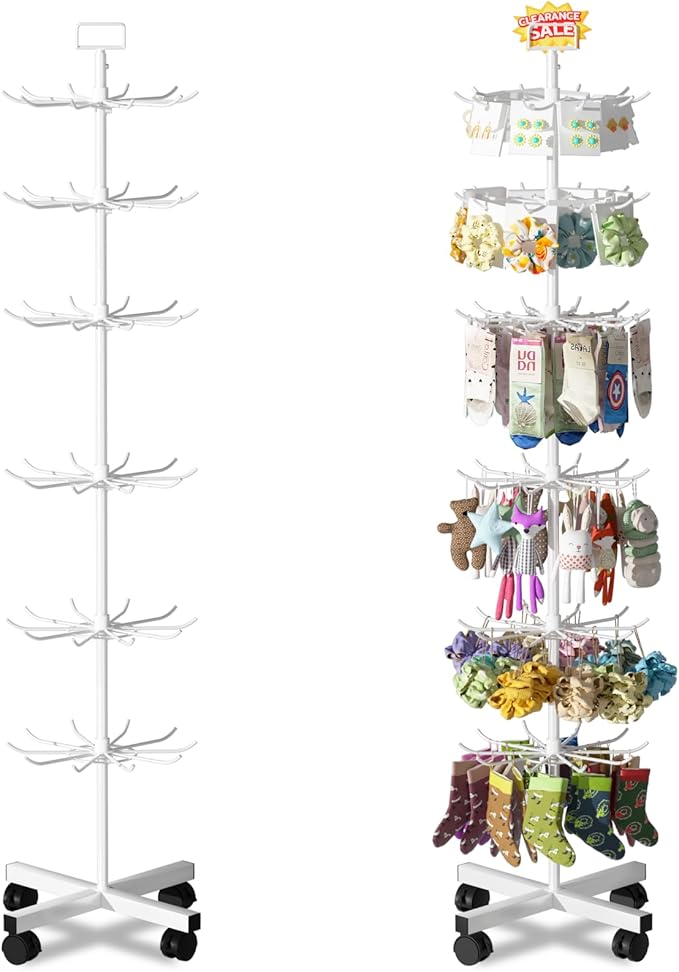 Exttlliy Retail Display Stand Store Display Rack 6 Tier Metal Spinning Display