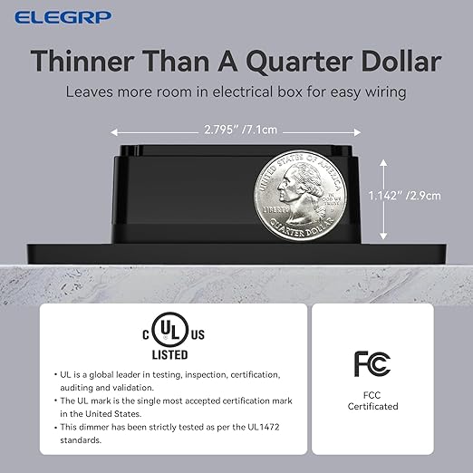 ELEGRP Dimmer Switch, Digital Dimmer Light Switch (2 Pack)