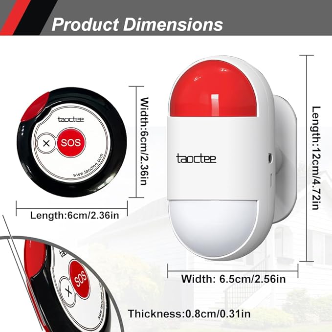 Panic Button Alarm for Security Emergency Remote Panic Alarm Siren for Home