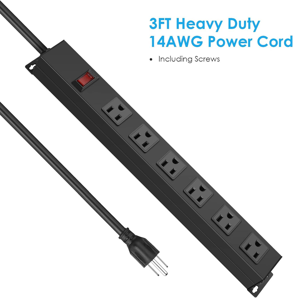 metal wall mount power strip, mountable power outlet, side view
