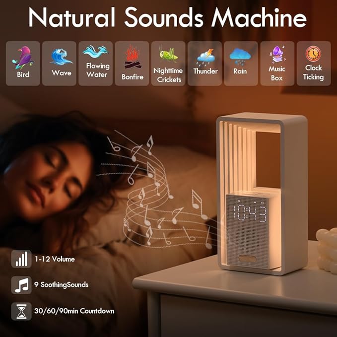 WILIT Digital Alarm Clock Sunrise, 9 Sleep Aid Sounds Wake up Light