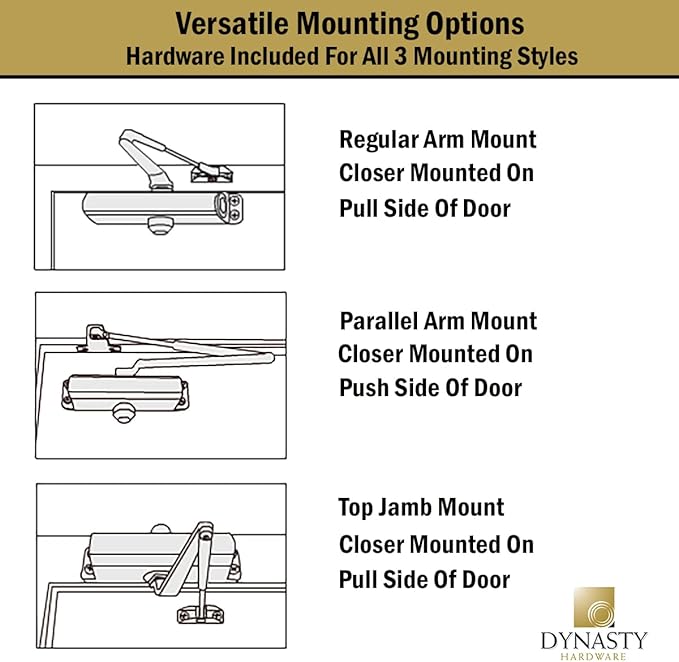 Dynasty Hardware Door Closer, Grade 1 Heavy Duty Commercial Hydraulic Closer