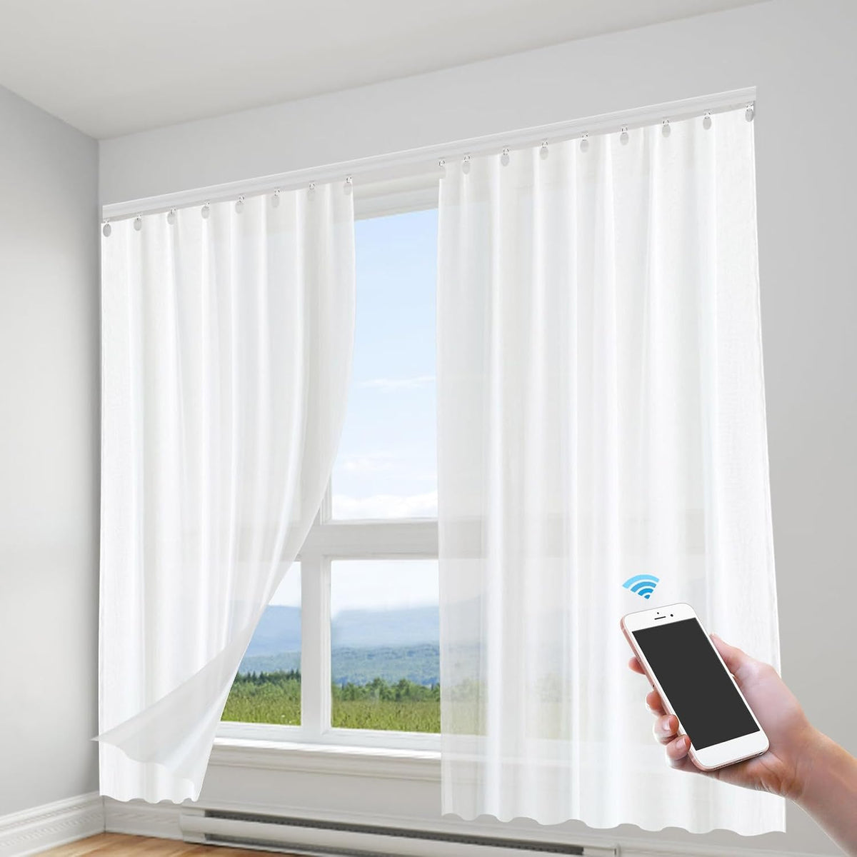 Lemoeyes Electric Curtain Track, Retractable Motorized Curtains Rod From